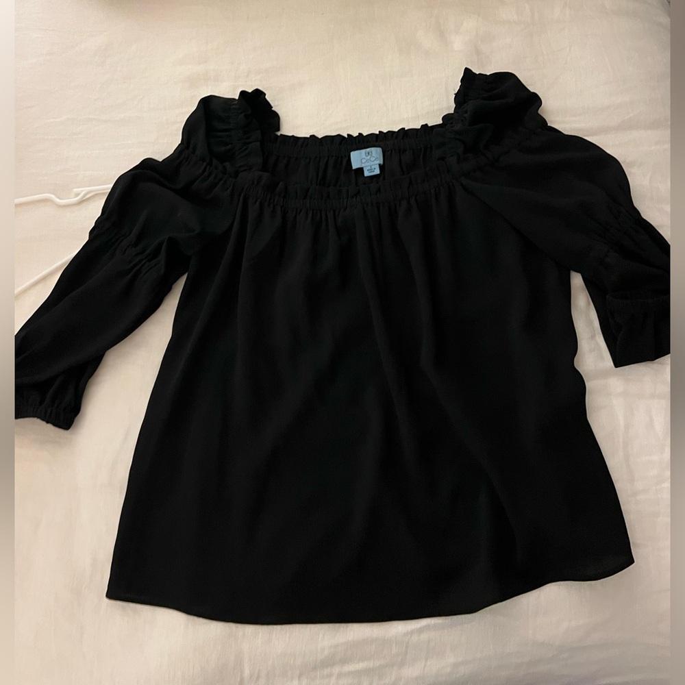 CeCe Black Off-Shoulder Blouse